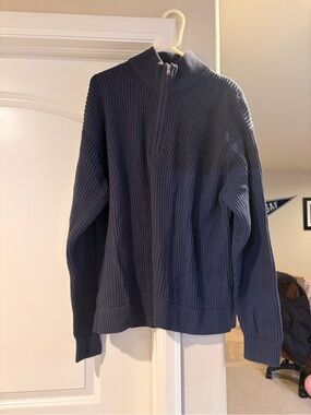 Abercrombie & Fitch Navy Ribbed Half-Zip Sweater